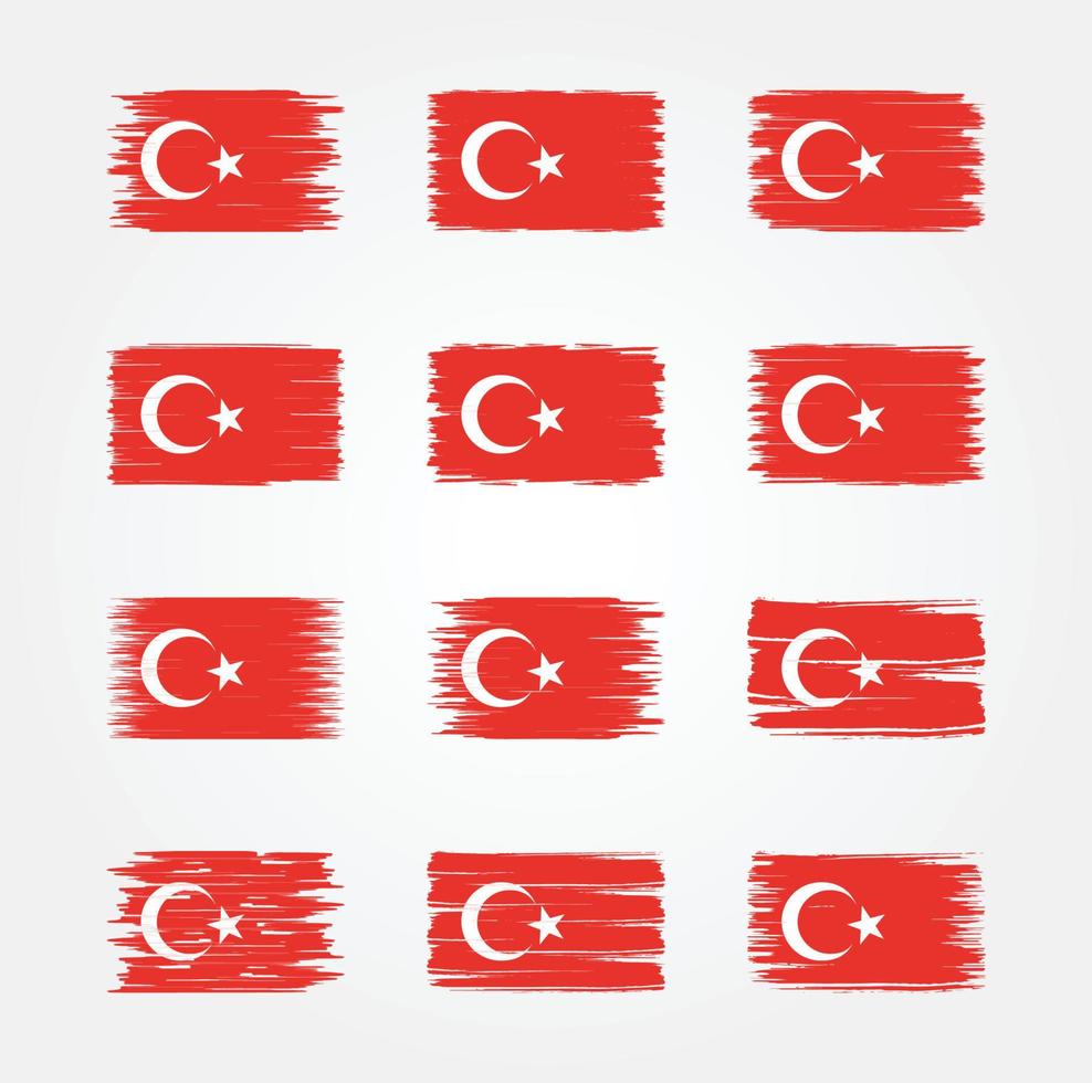 Turkey Flag Brush Collections. National Flag vector