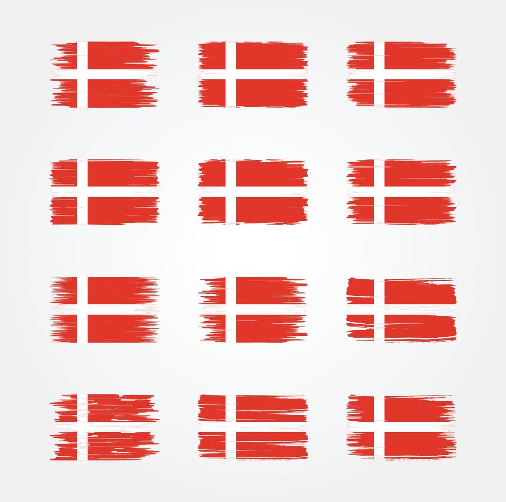 Denmark Flag Brush Collections. National Flag vector