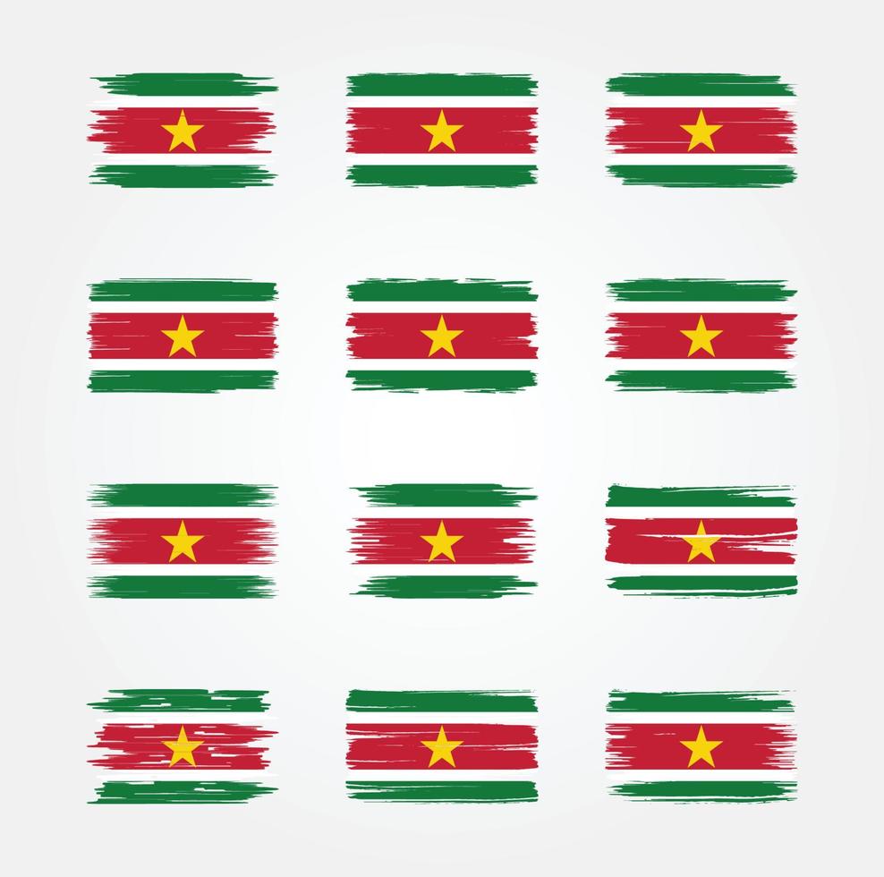 Suriname Flag Brush Collections. National Flag vector