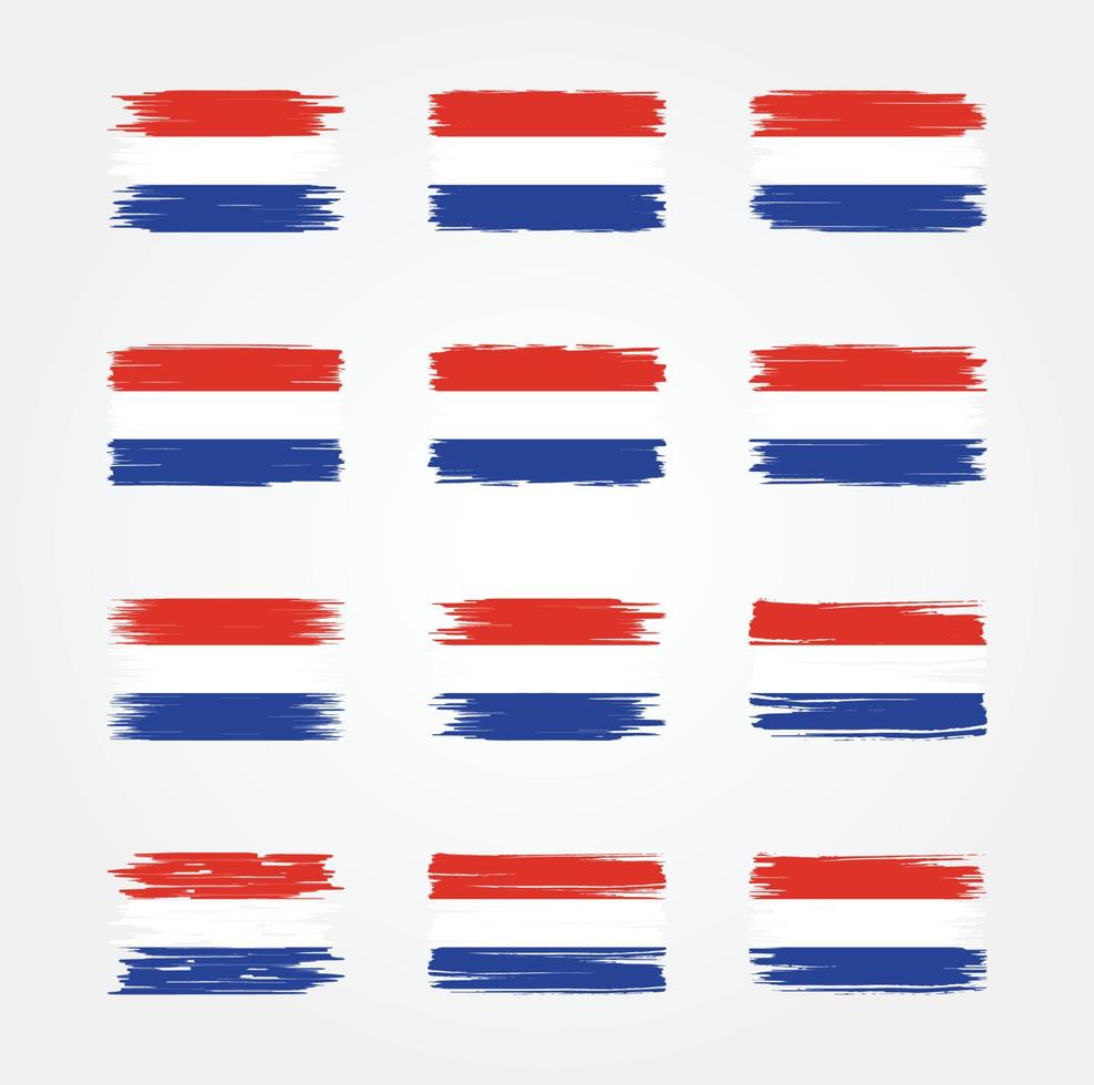 Netherlands Flag Brush Collections. National Flag vector