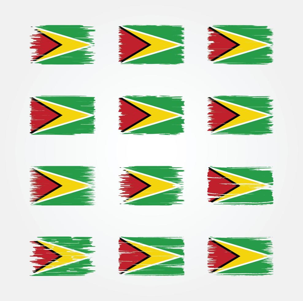 colecciones de pinceles de bandera de guayana. bandera nacional vector