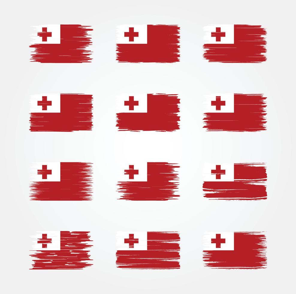 Tonga Flag Brush Collections. National Flag vector