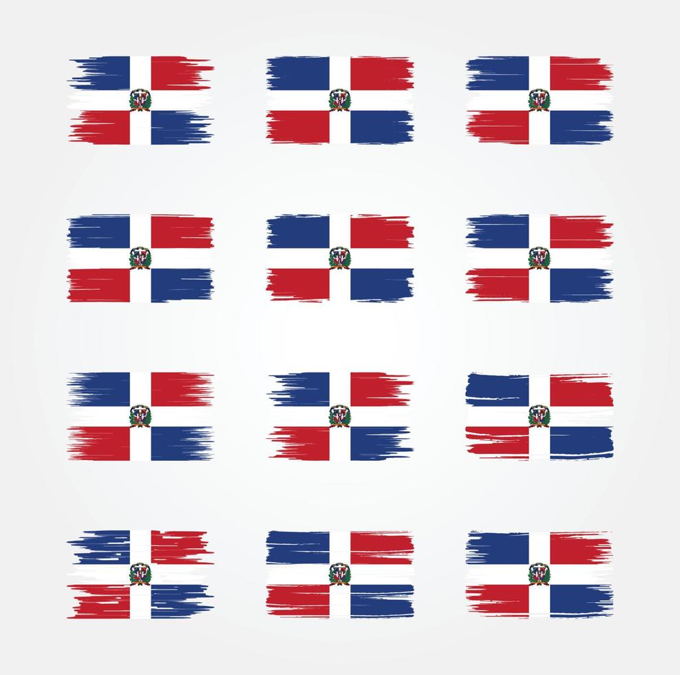 colecciones de pinceles de bandera de república dominicana. bandera nacional vector