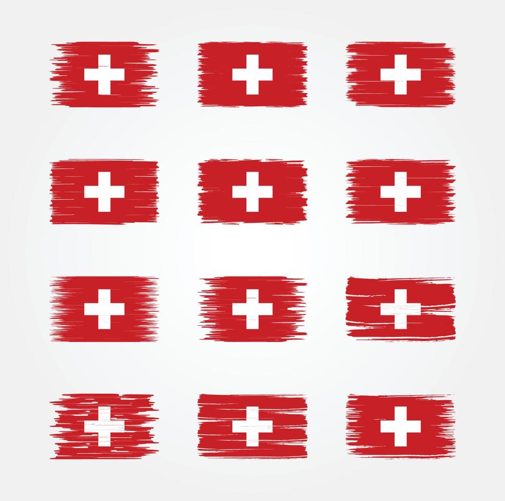 colecciones de pinceles de bandera suiza. bandera nacional vector