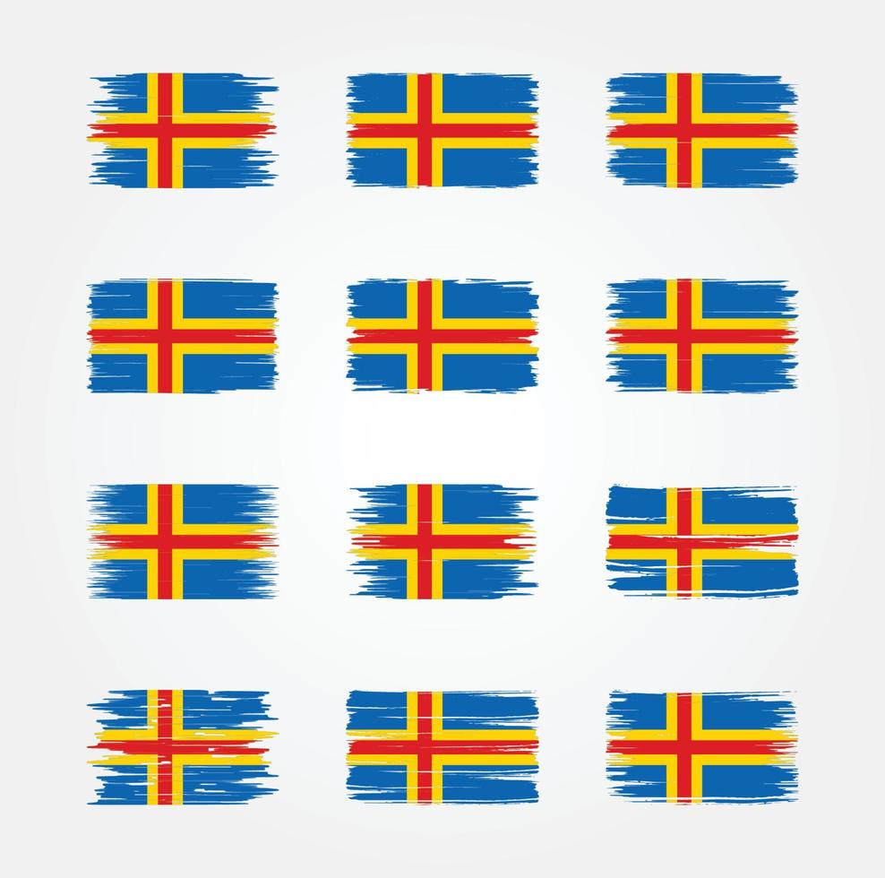colecciones de pinceles de bandera de las islas aland. bandera nacional vector