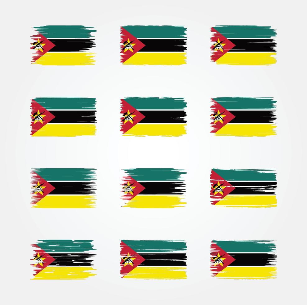 Mozambique Flag Brush Collections. National Flag vector