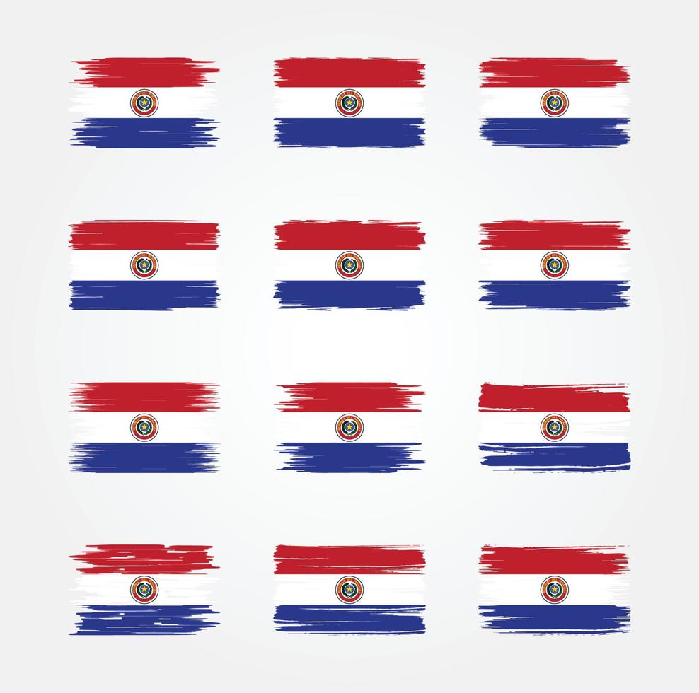 colecciones de pinceles de la bandera de paraguay. bandera nacional vector