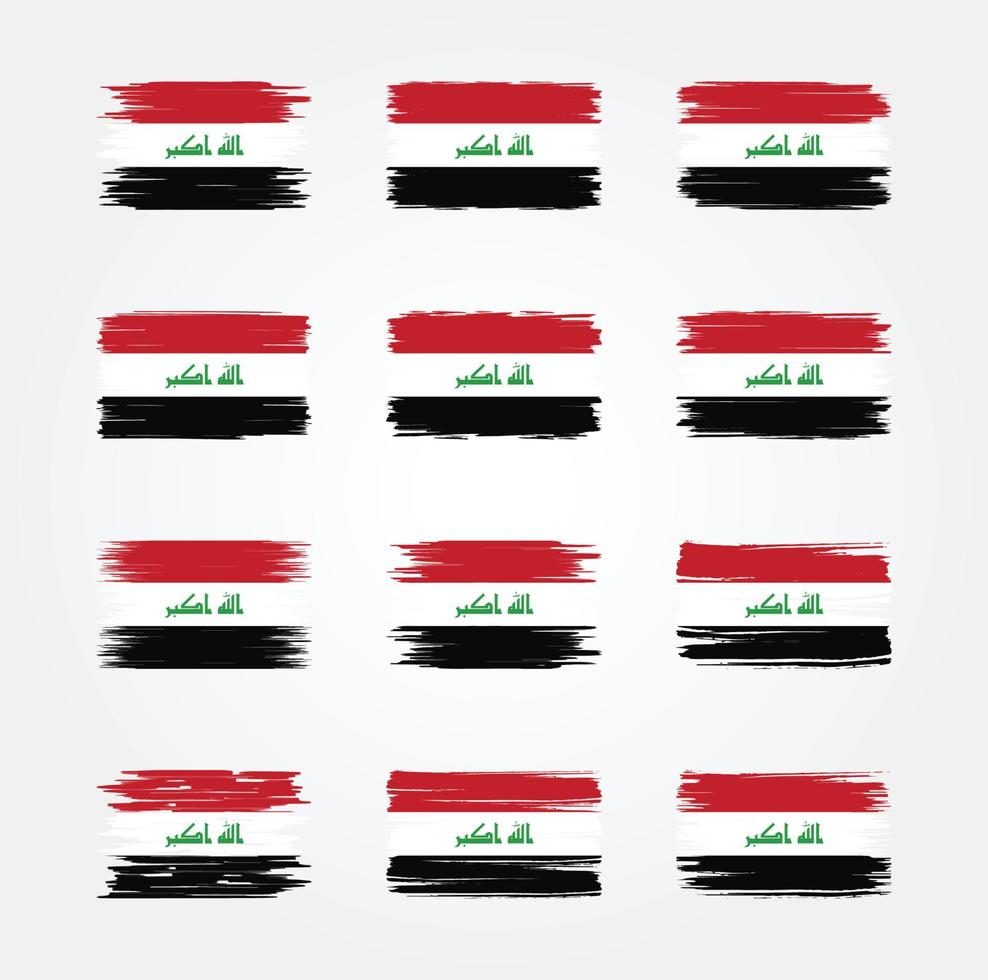 colecciones de pinceles de bandera de irak. bandera nacional vector