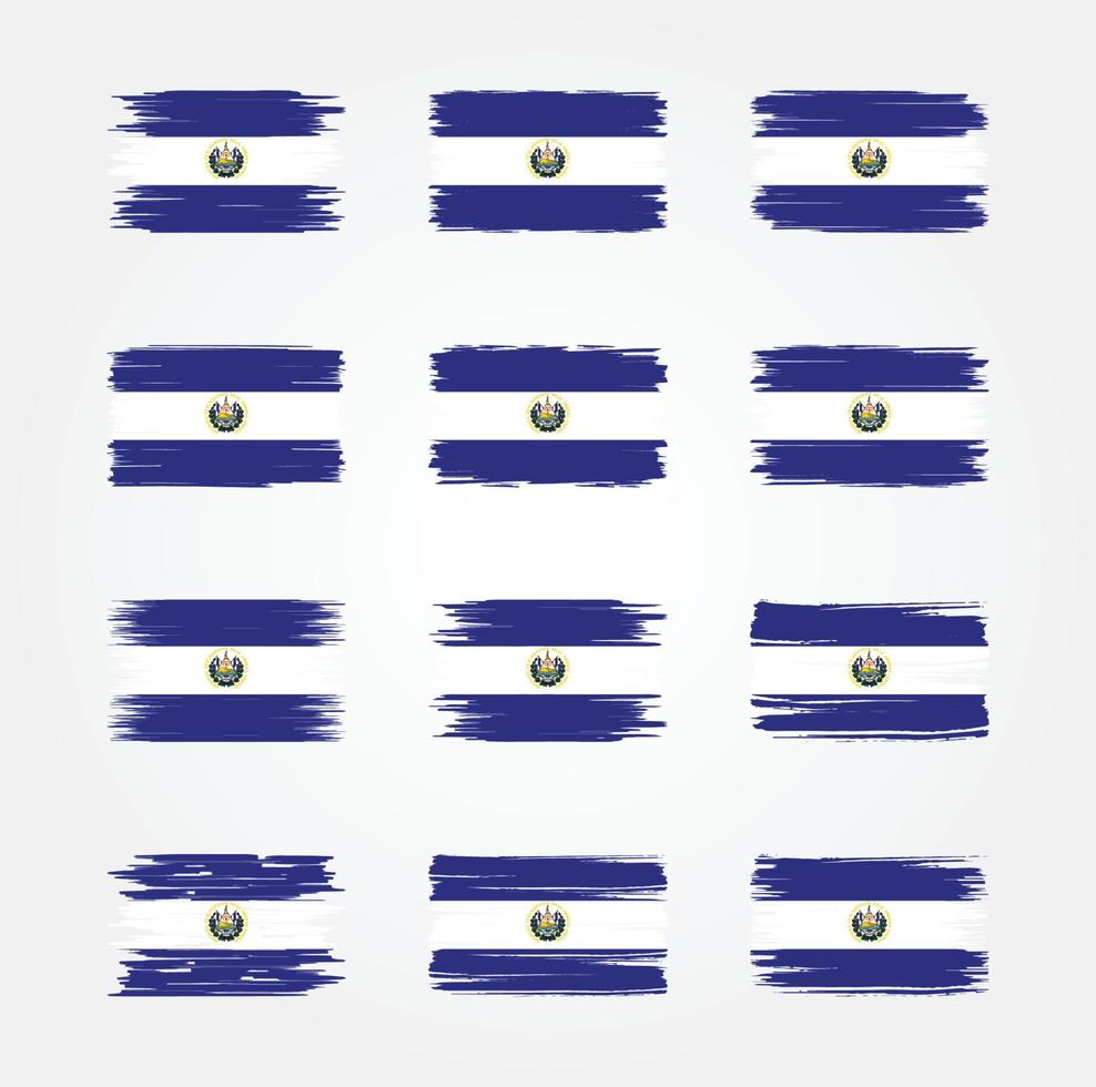 El Salvador Flag Brush Collections. National Flag vector