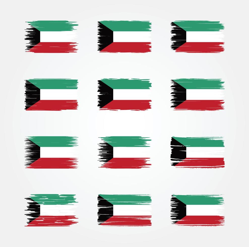 colecciones de pinceles de bandera de kuwait. bandera nacional vector