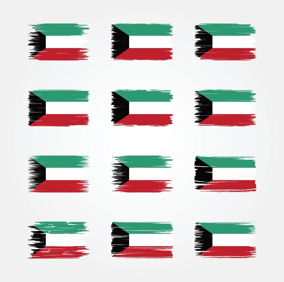 Kuwait Flag Brush Collections. National Flag vector