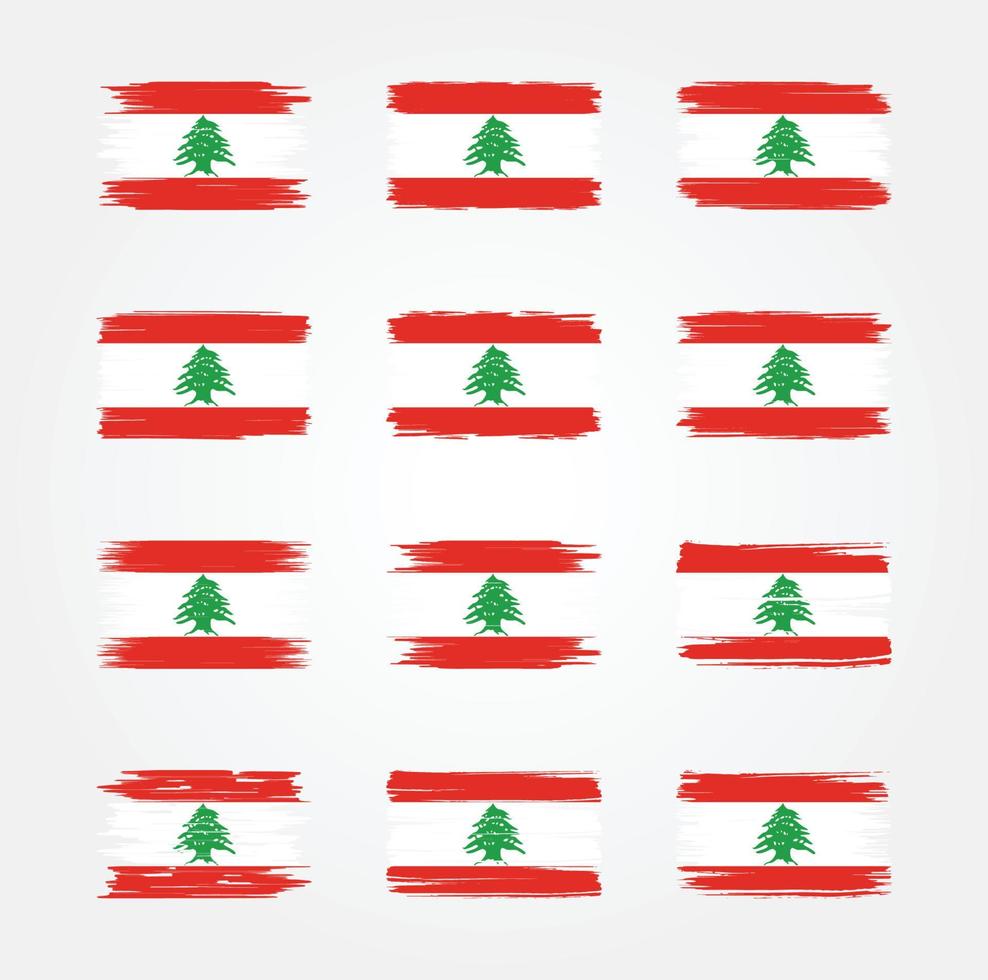 Lebanon Flag Brush Collections. National Flag vector