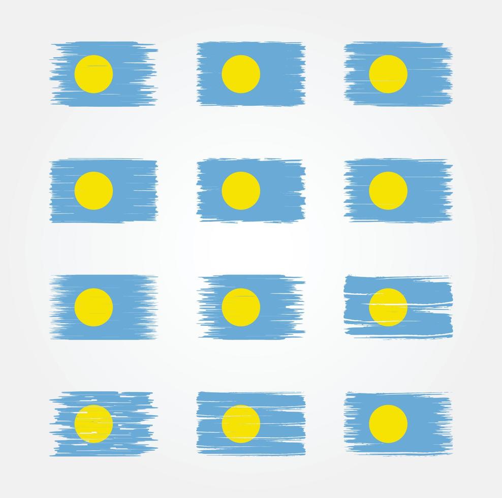 Palau Flag Brush Collections. National Flag vector