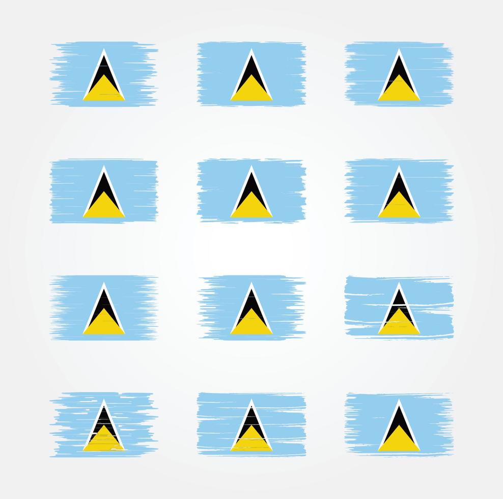 Saint Lucia Flag Brush Collections. National Flag vector