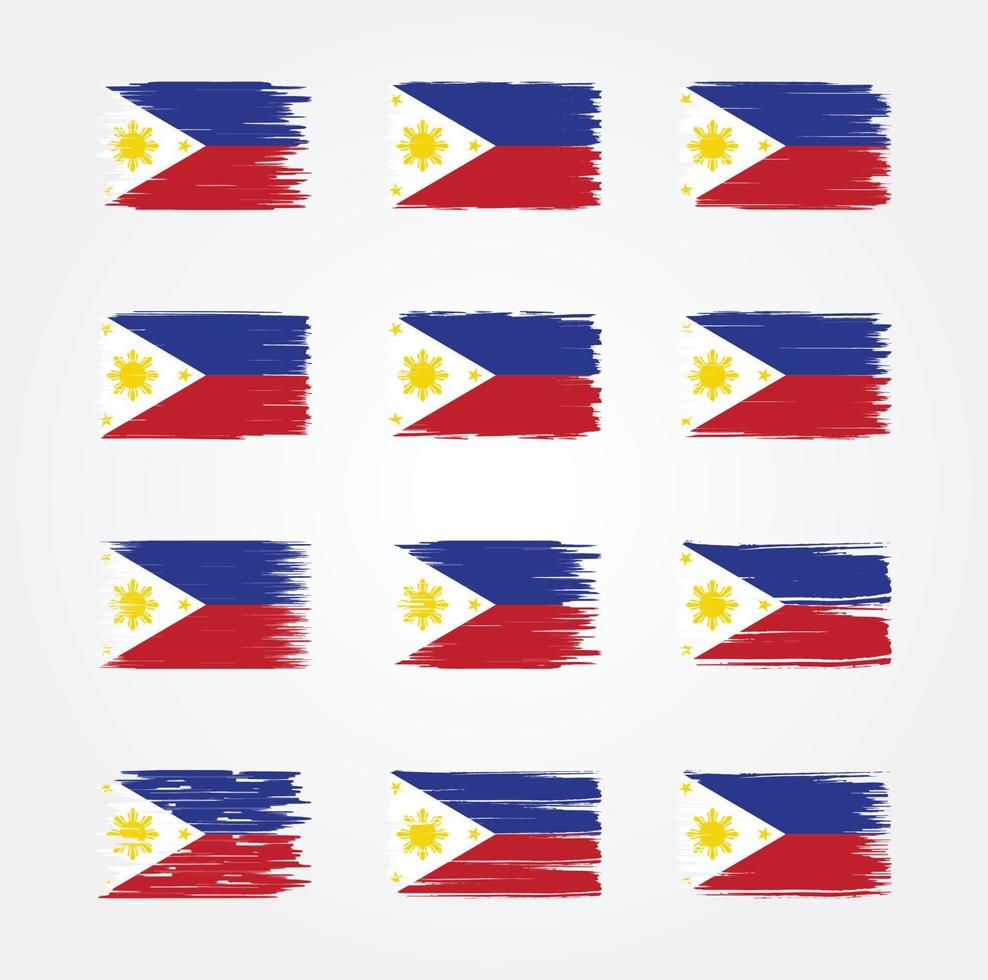 colecciones de pinceles de bandera de filipinas. bandera nacional vector