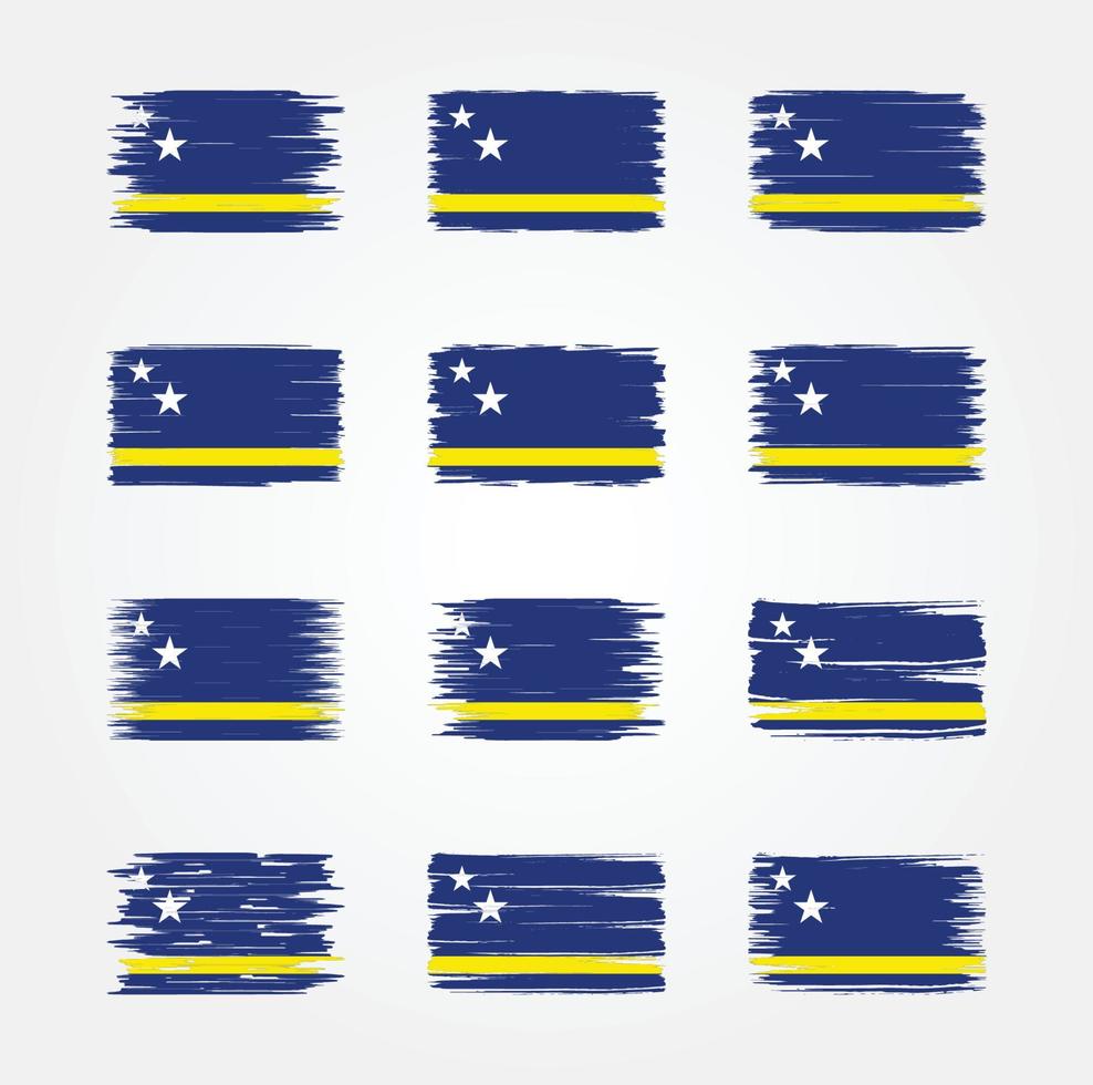 colecciones de pinceles de bandera de curacao. bandera nacional vector