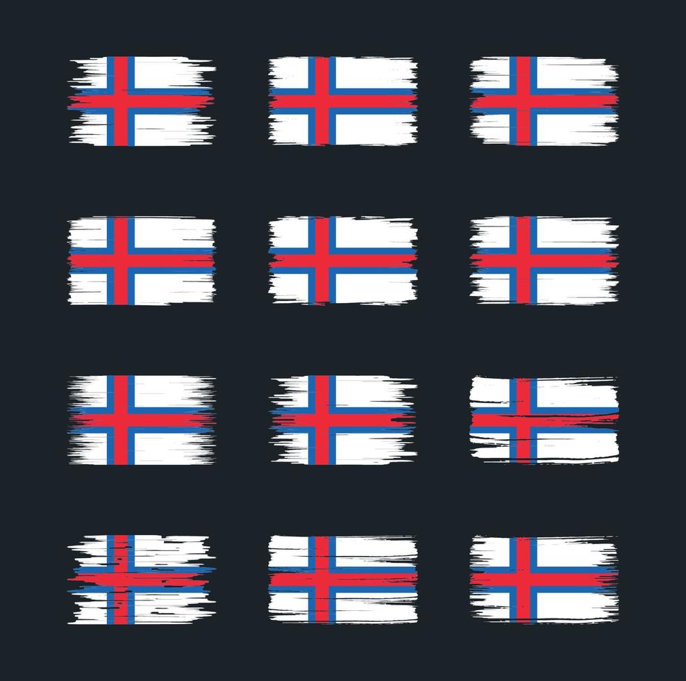 colecciones de pinceles de bandera de las islas feroe. bandera nacional vector