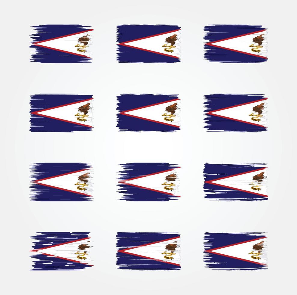 colecciones de pinceles de bandera de samoa americana. bandera nacional vector