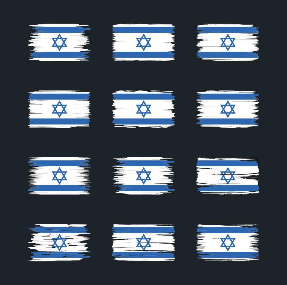 colecciones de pinceles de bandera de israel. bandera nacional vector