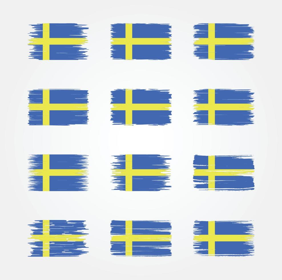 Sweden Flag Brush Collections. National Flag vector