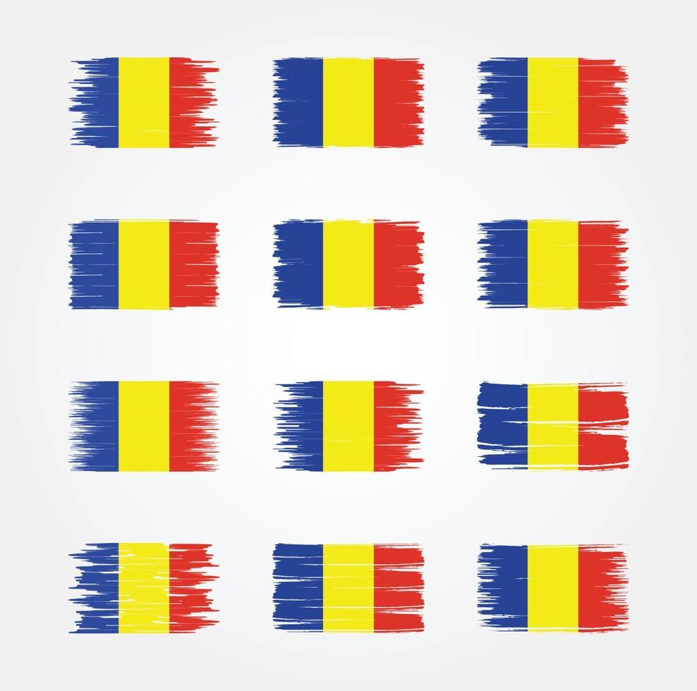 colecciones de pinceles de bandera de rumania. bandera nacional vector