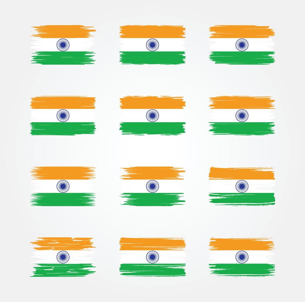 India Flag Brush Collections. National Flag vector