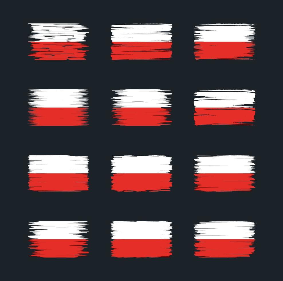 colecciones de pinceles de bandera de polonia. bandera nacional vector