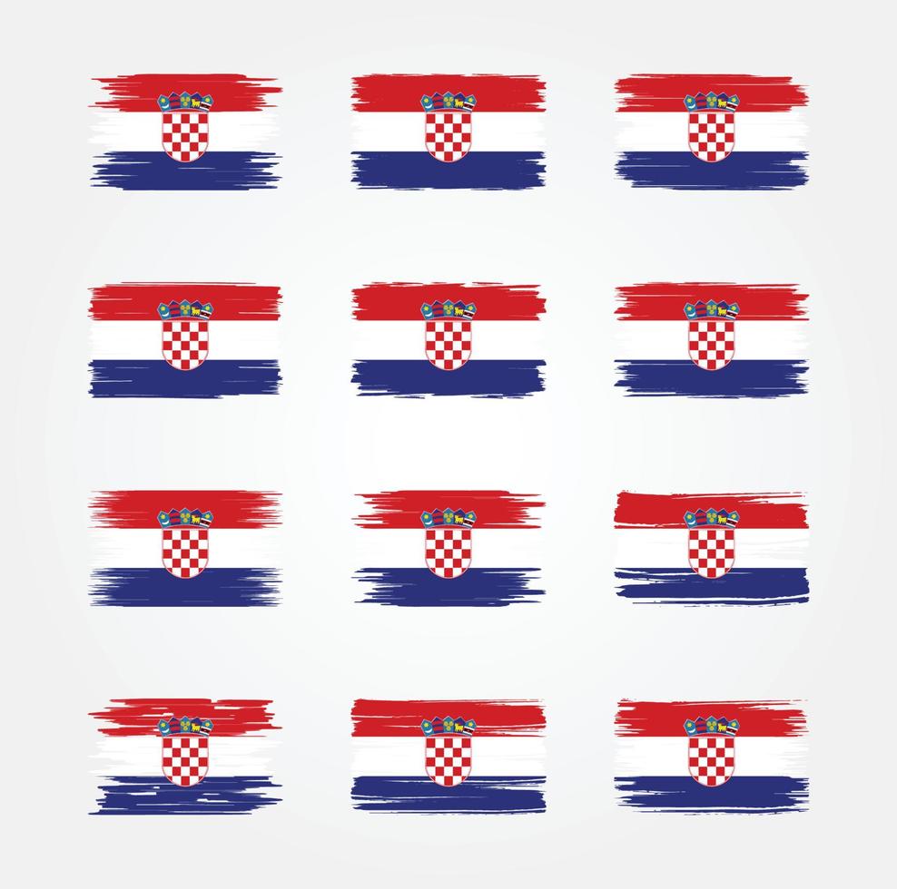 colecciones de pinceles de bandera de croacia. bandera nacional vector