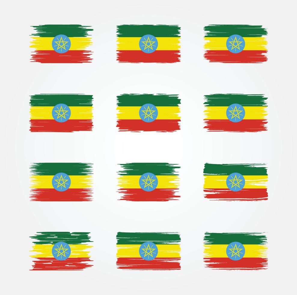 Ethiopia Flag Brush Collections. National Flag vector