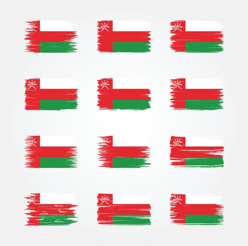 Oman Flag Brush Collections. National Flag vector