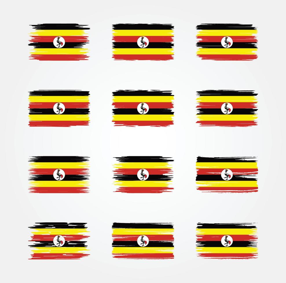 colecciones de pinceles de bandera de uganda. bandera nacional vector