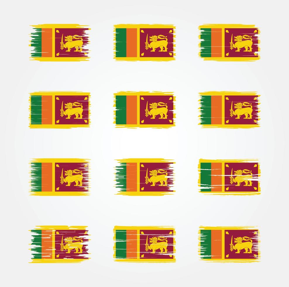Sri Lanka Flag Brush Collections. National Flag vector