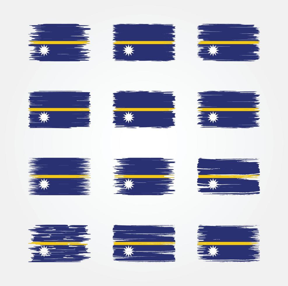 colecciones de pinceles de bandera de nauru. bandera nacional vector