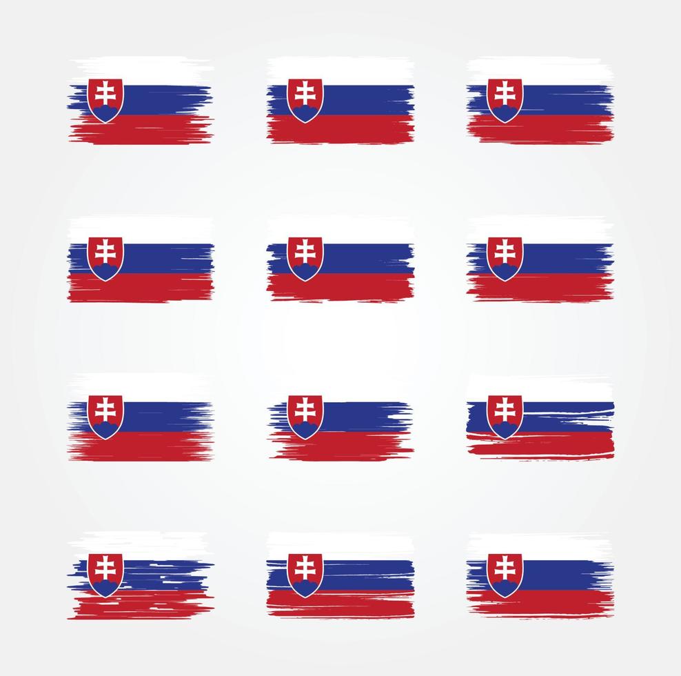 Slovakia Flag Brush Collections. National Flag vector