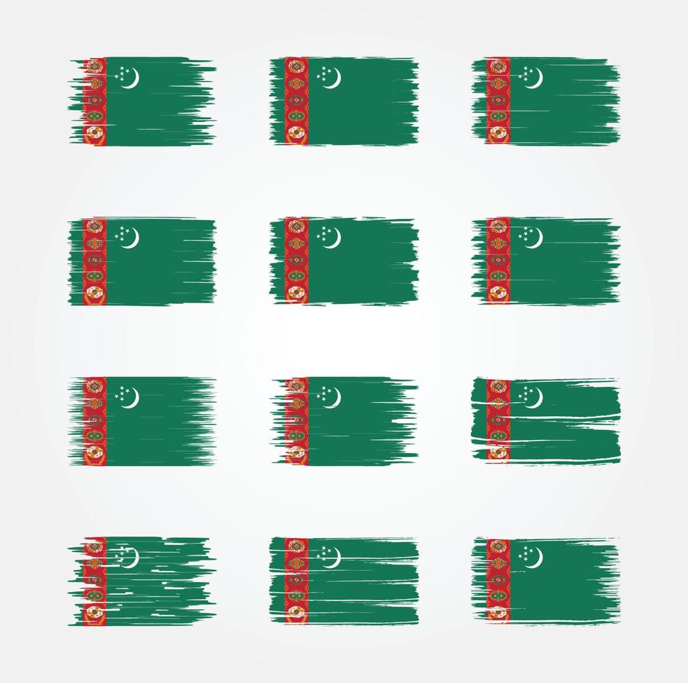 Turkmenistan Flag Brush Collections. National Flag vector