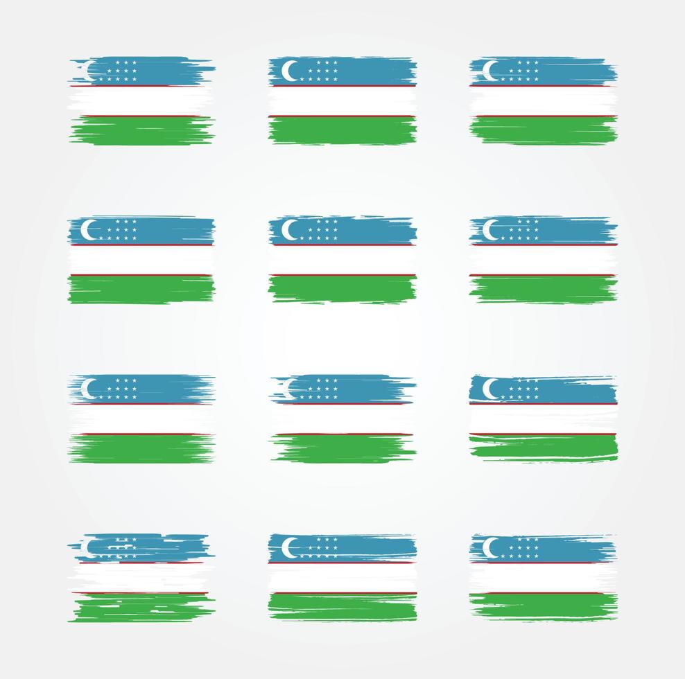 Uzbekistan Flag Brush Collections. National Flag vector