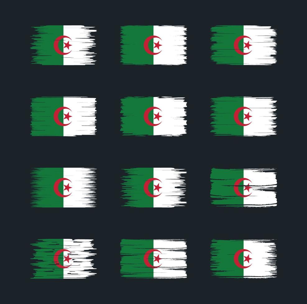 Algeria Flag Brush Collections. National Flag vector