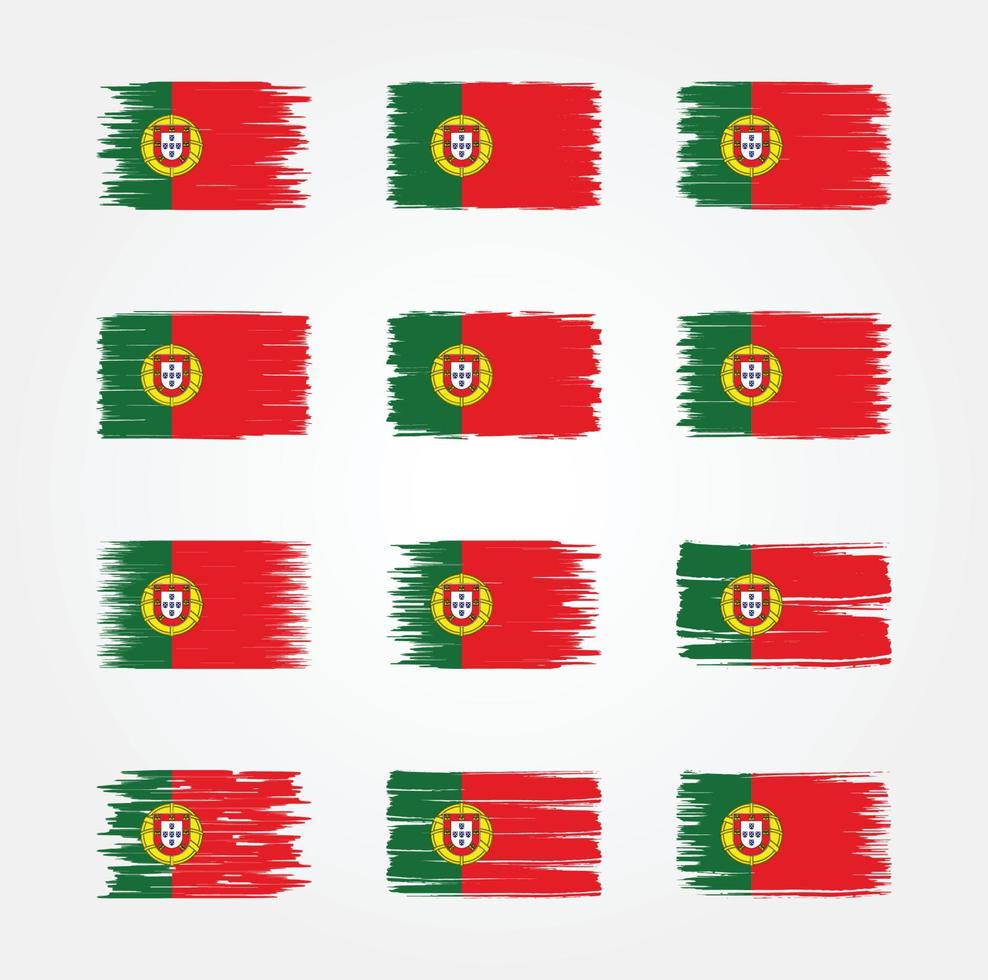 Portugal Flag Brush Collections. National Flag vector
