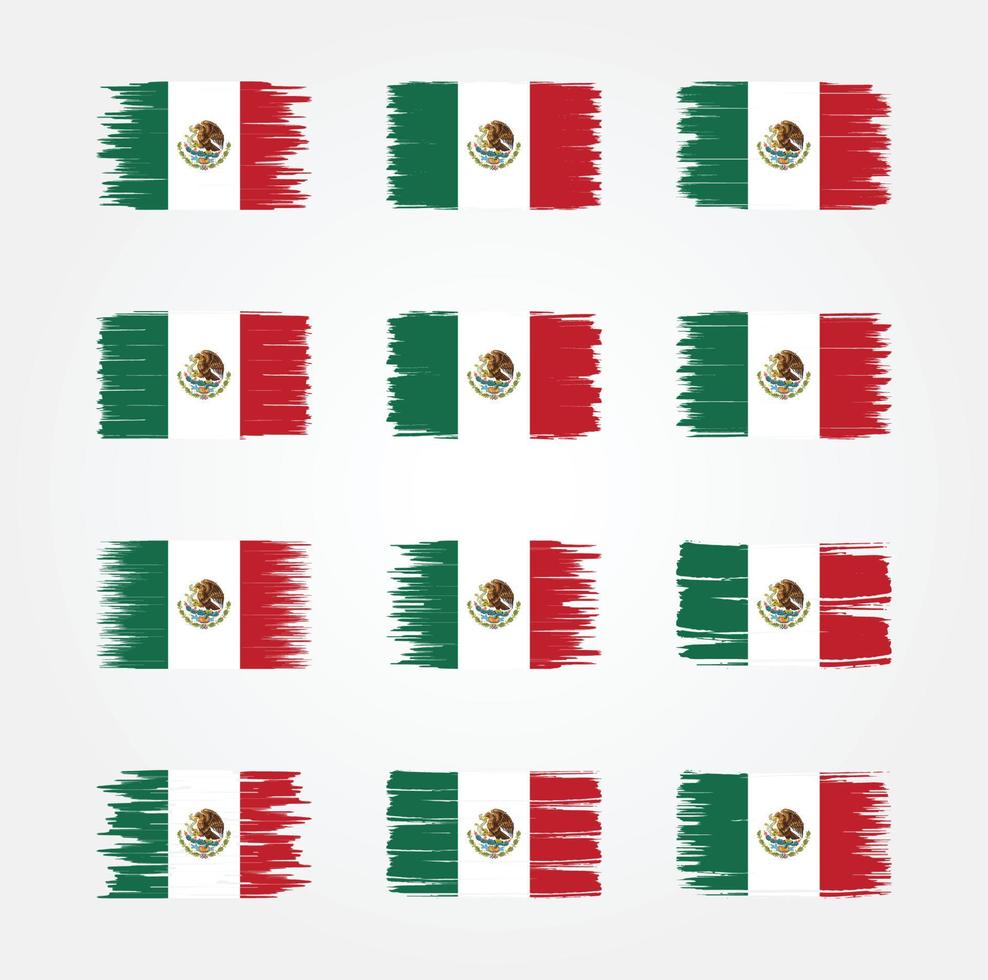 Mexico Flag Brush Collections. National Flag vector