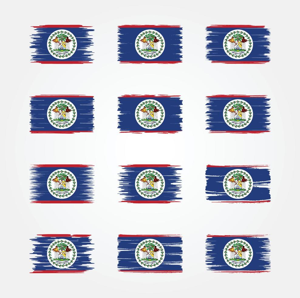 colecciones de pinceles de bandera de belice. bandera nacional vector