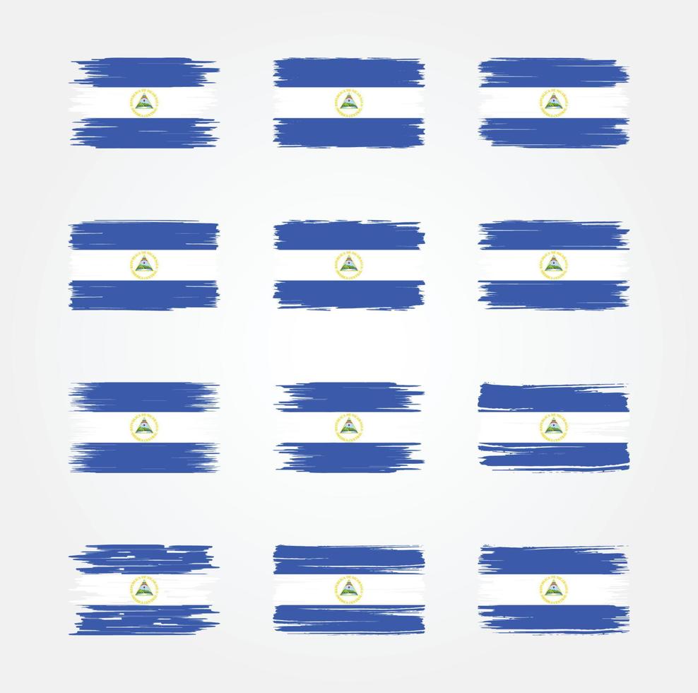 Nicaragua Flag Brush Collections. National Flag vector
