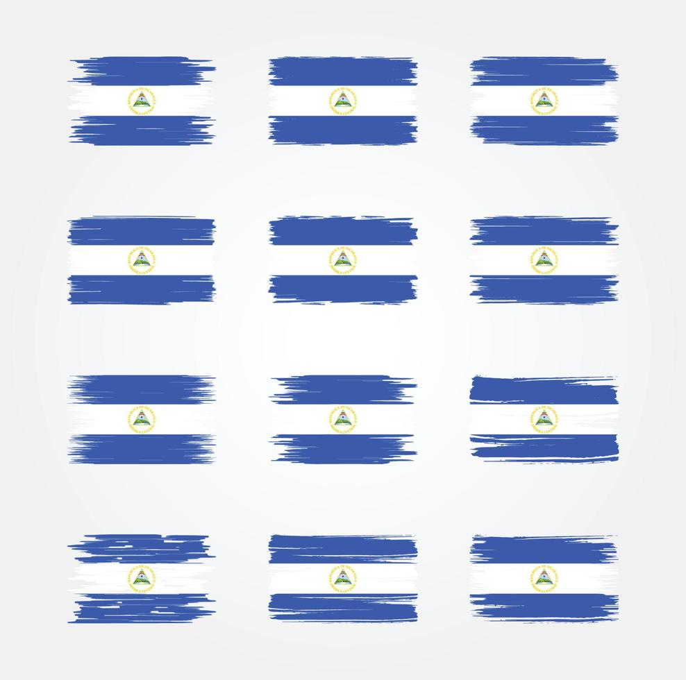 colecciones de pinceles de bandera de nicaragua. bandera nacional vector