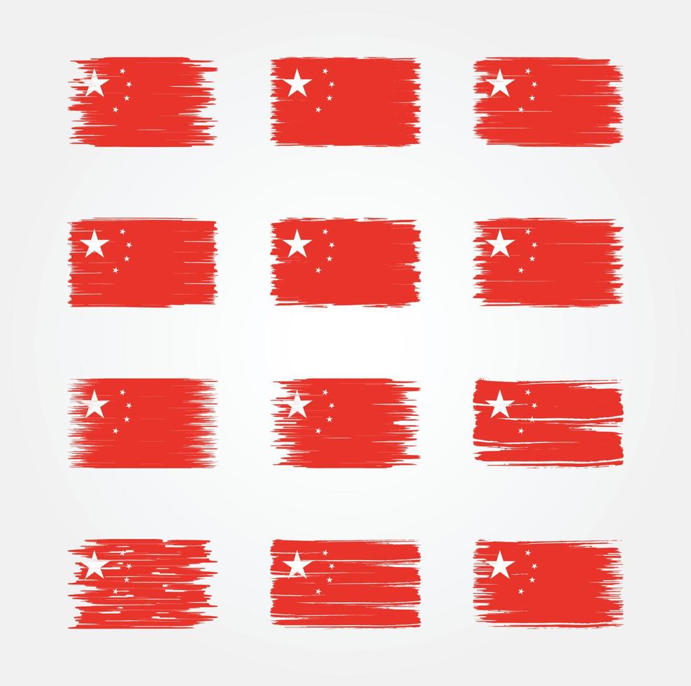 colecciones de pinceles de bandera china. bandera nacional vector