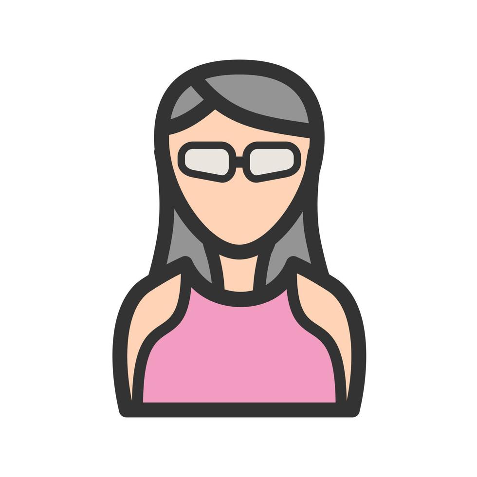 Cool Girl with Shades Filled Line Icon vector