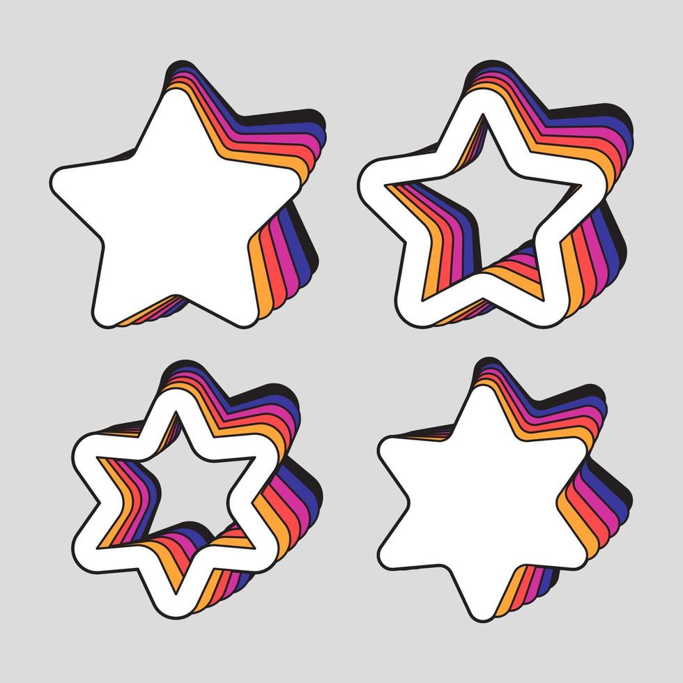 Ilustración de vector de marco de borde de estrella en capas coloridas