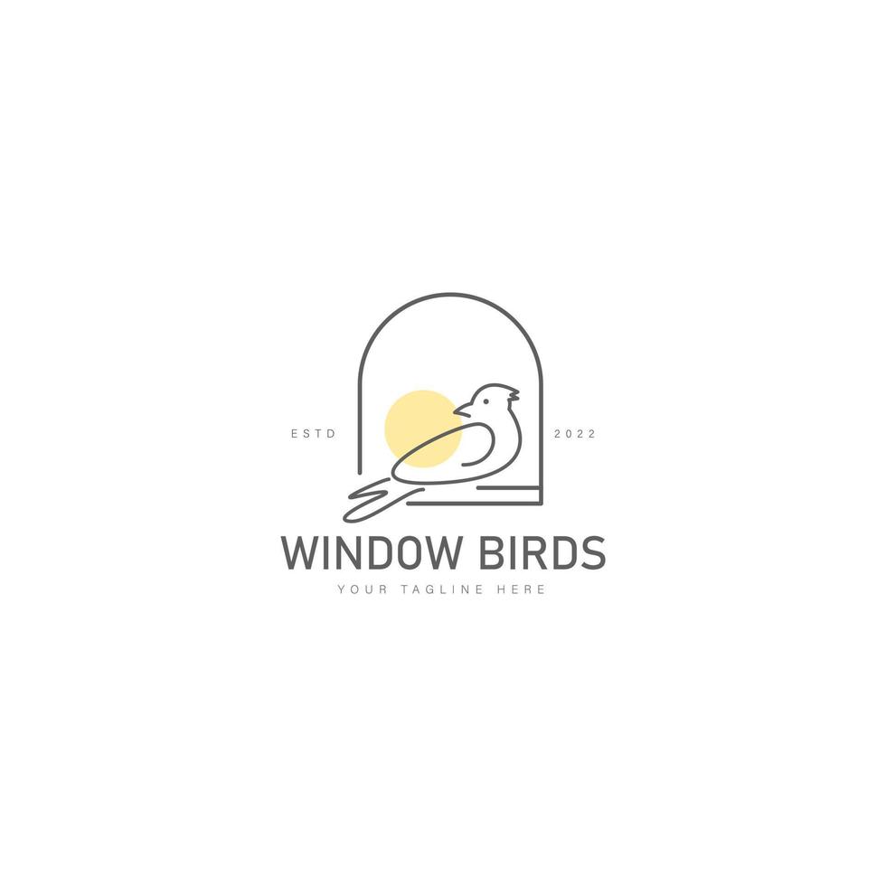 pájaro con línea de ventana logo diseño icono ilustración vector