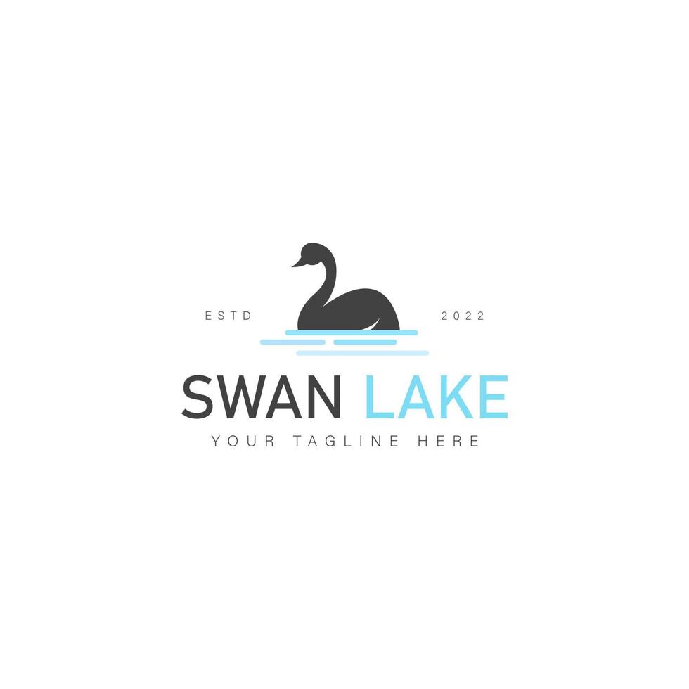 Swan in the lake logo design icon illustration vector