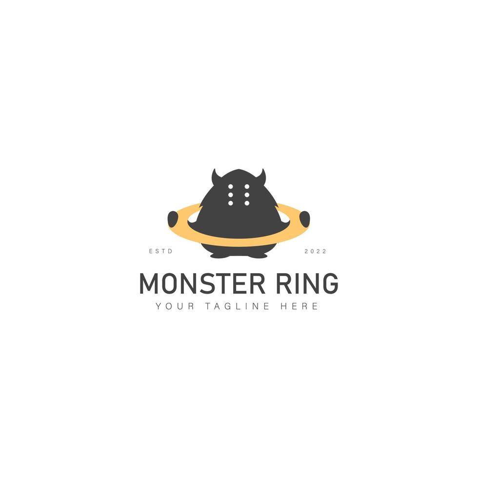 Monster with ring logo design icon illustration vector