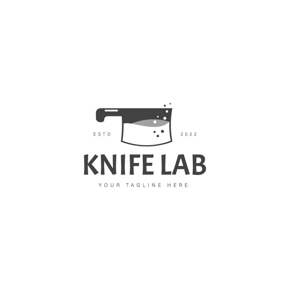 Knife with laboratory logo design icon illustration vector