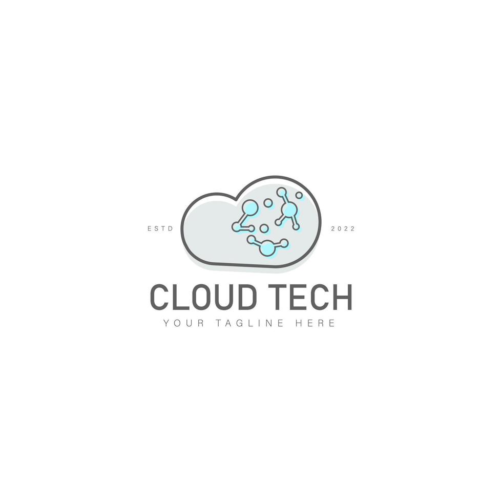 nube con tecnología de conexión logo diseño icono ilustración vector